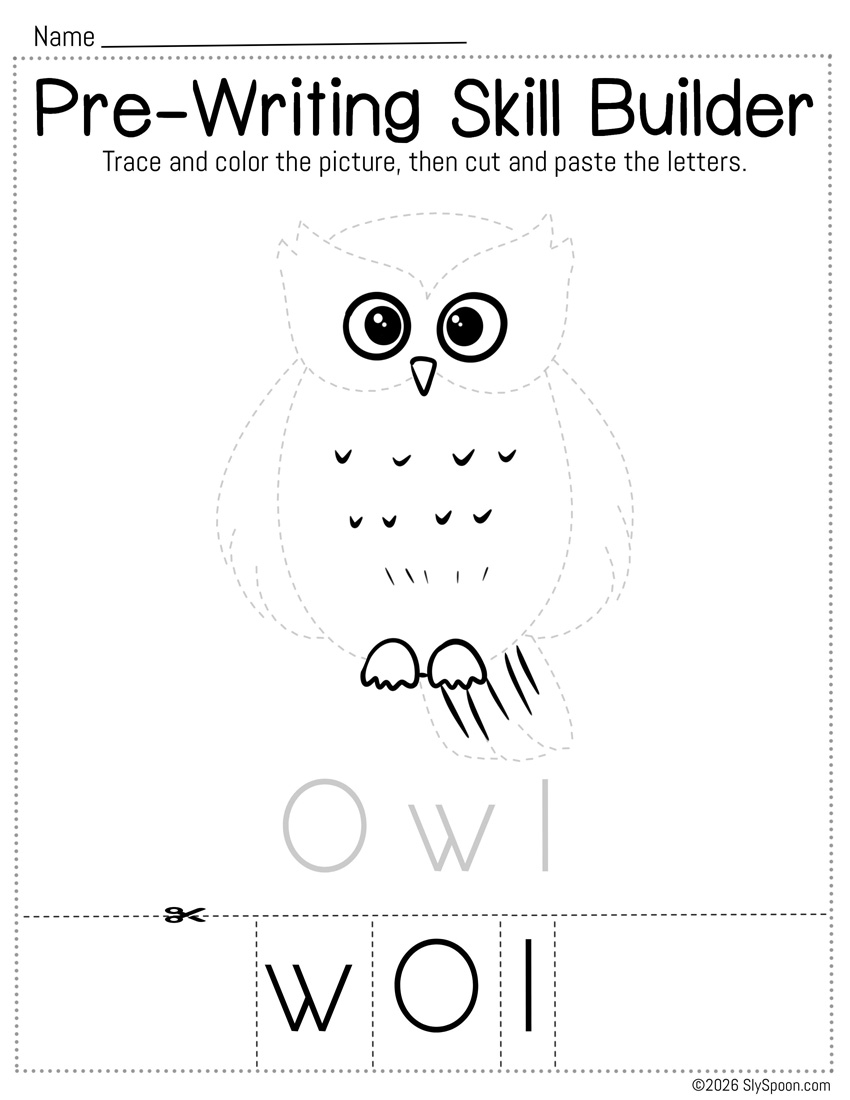 Free Letter O Trace Cut Paste Worksheet