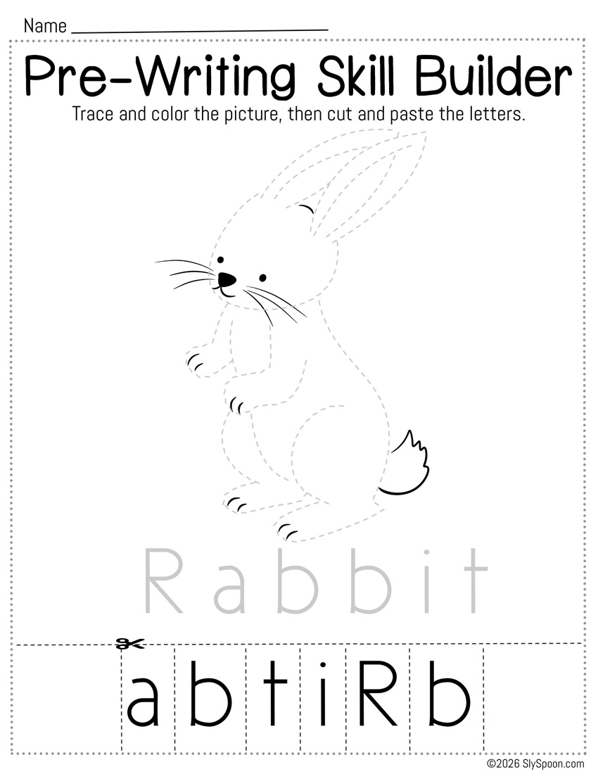 Free Letter R Trace Cut Paste Worksheet
