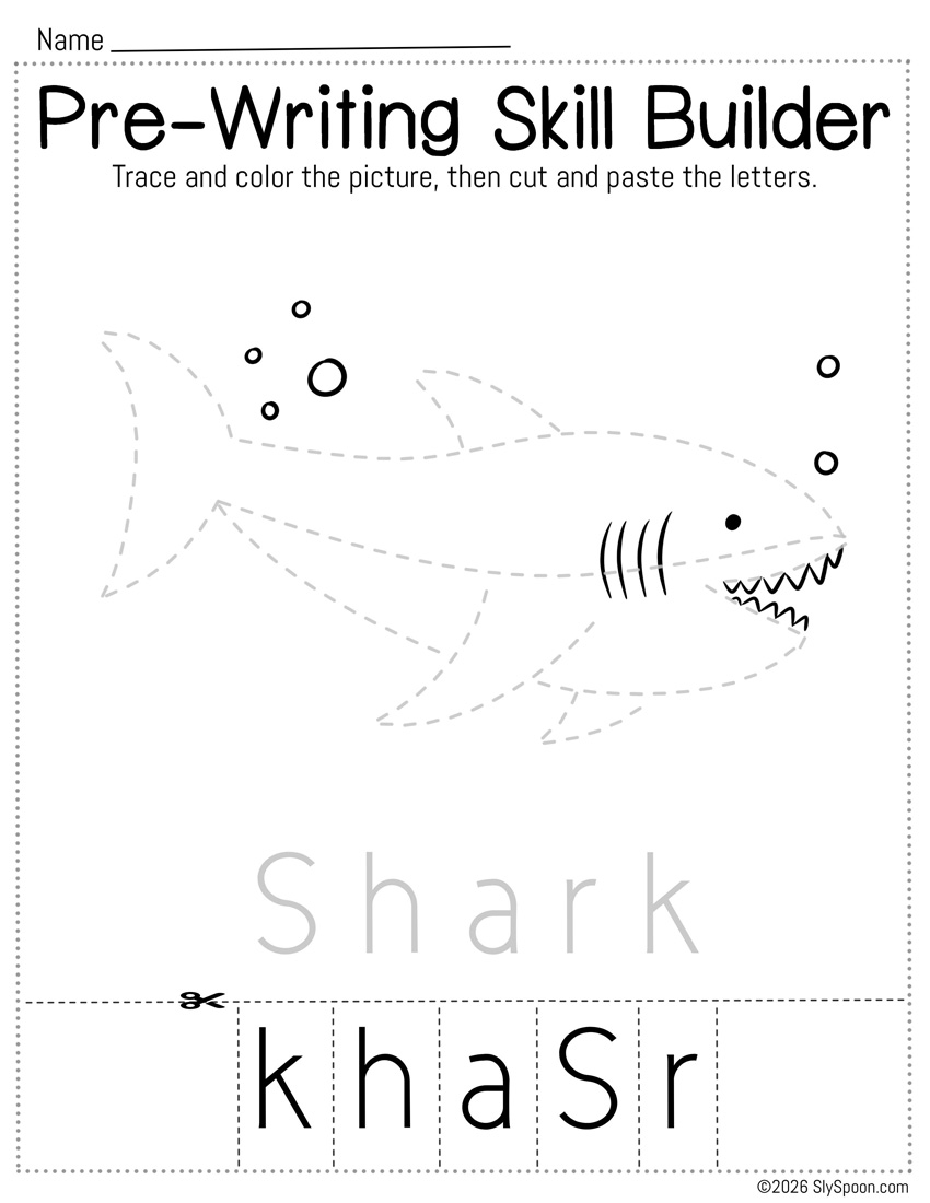 Free Letter S Trace Cut Paste Worksheet