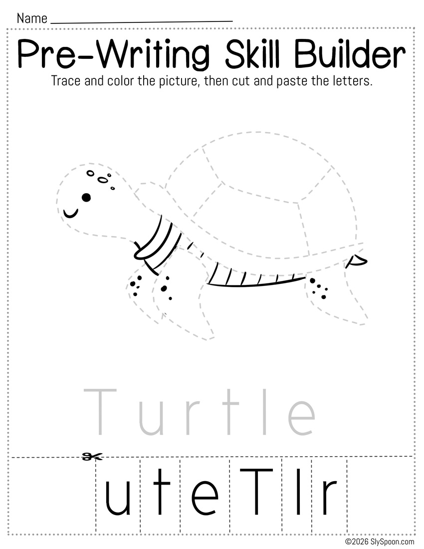 Free Letter T Trace Cut Paste Worksheet