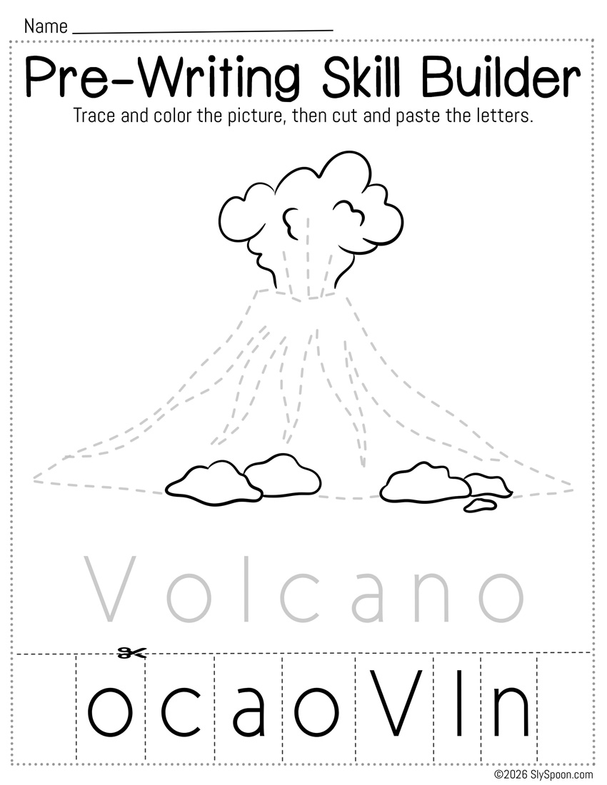 Free Letter V Trace Cut Paste Worksheet
