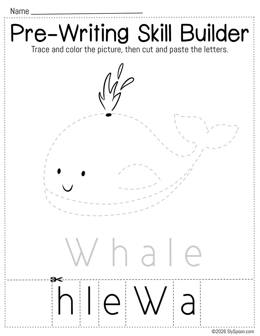 Free Letter W Trace Cut Paste Worksheet