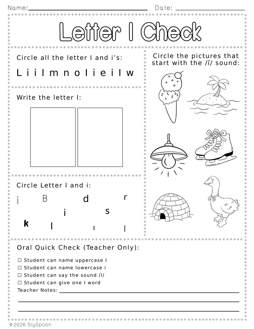 Free Printable Letter I Review Worksheets with find the letter, circle the picture that starts with I, write the letter, and find the letter in different fonts