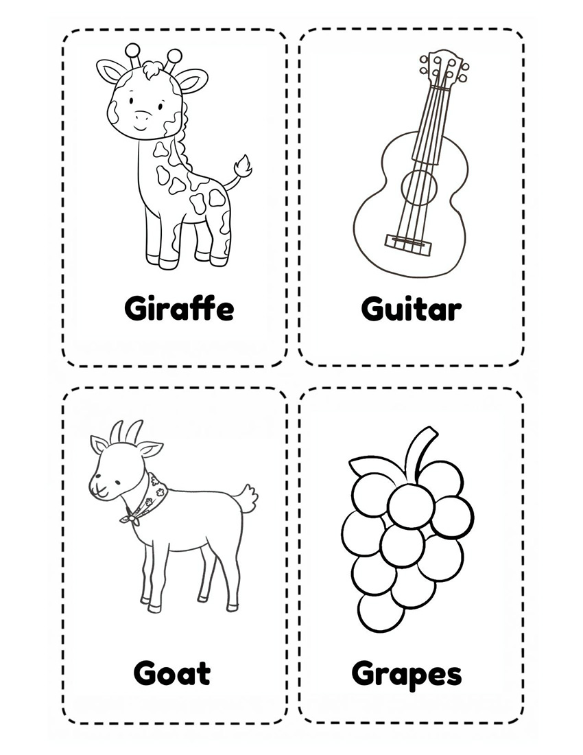 Letter G Flash Card Free Printable to Help Recognize Sound and Letter