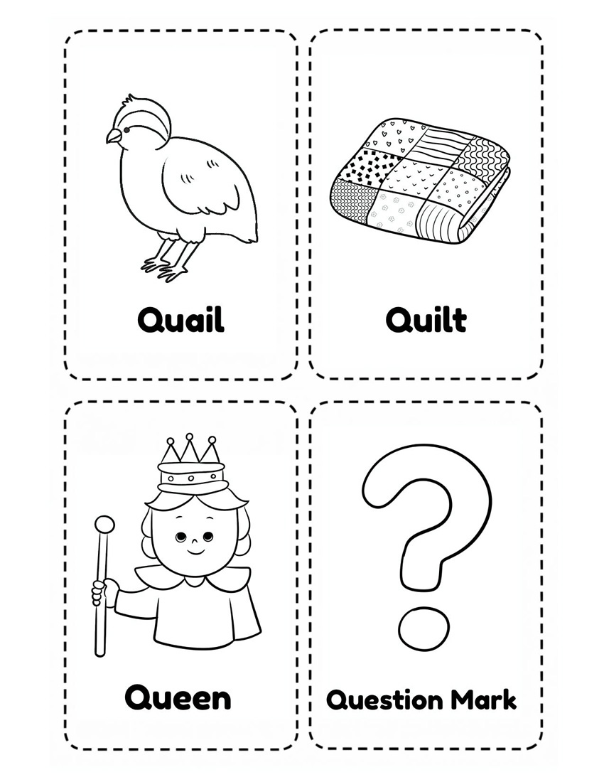 Letter Q Flash Card Free Printable to Help Recognize Sound and Letter
