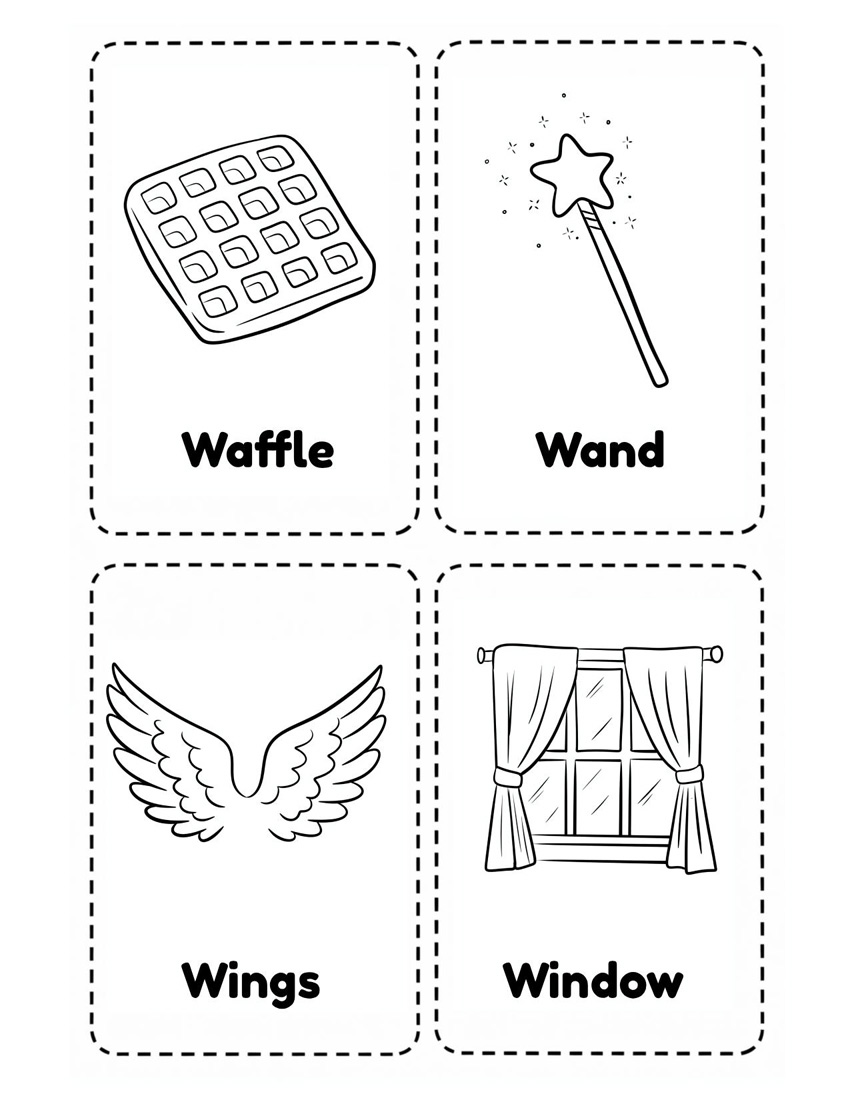 Letter W Flash Card Free Printable to Help Recognize Sound and Letter