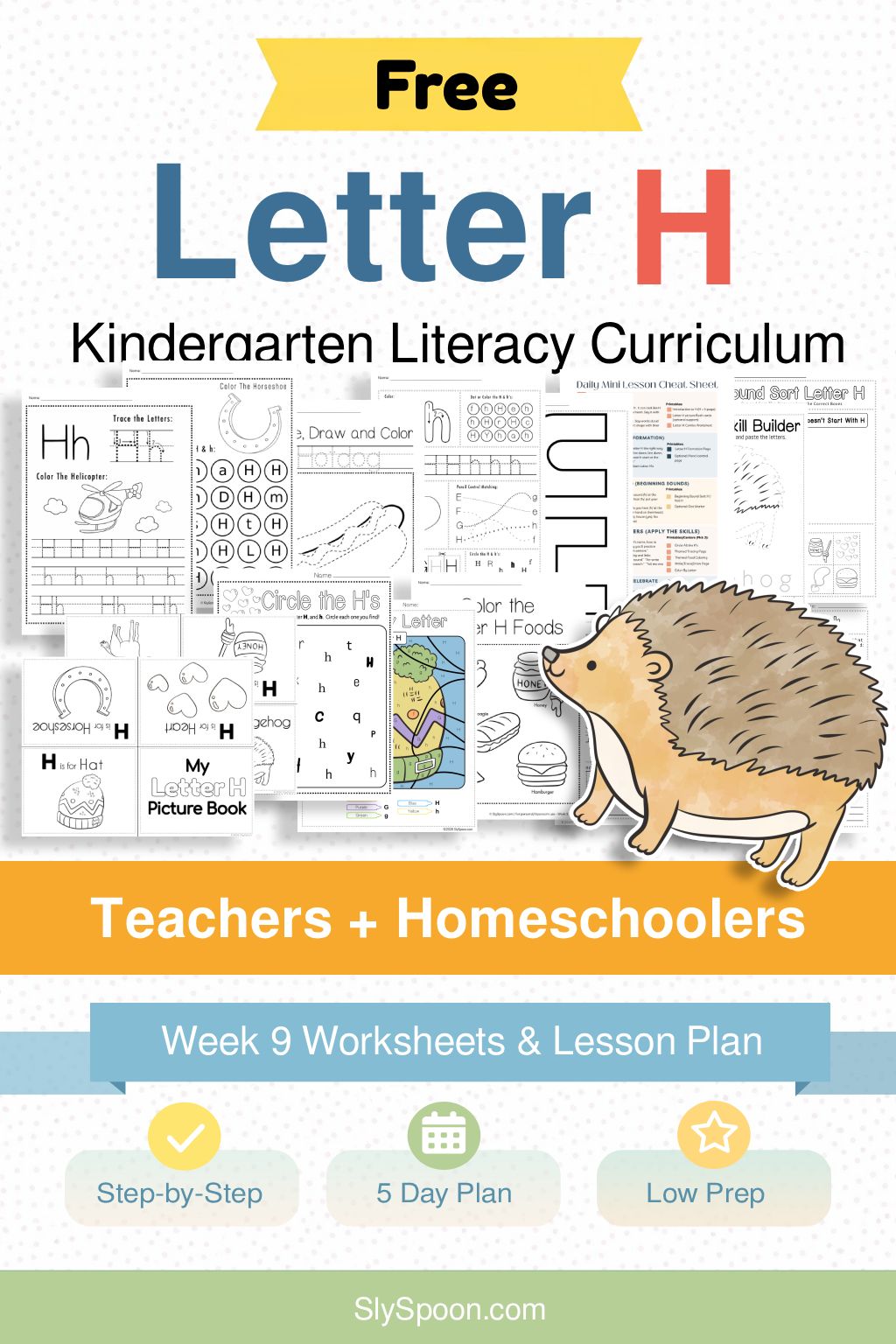 Free Kindergarten Literacy Curriculum Week 9 - All Things Letter H, including guided lessons, free printable worksheets, sensory bins, and craft and activity ideas