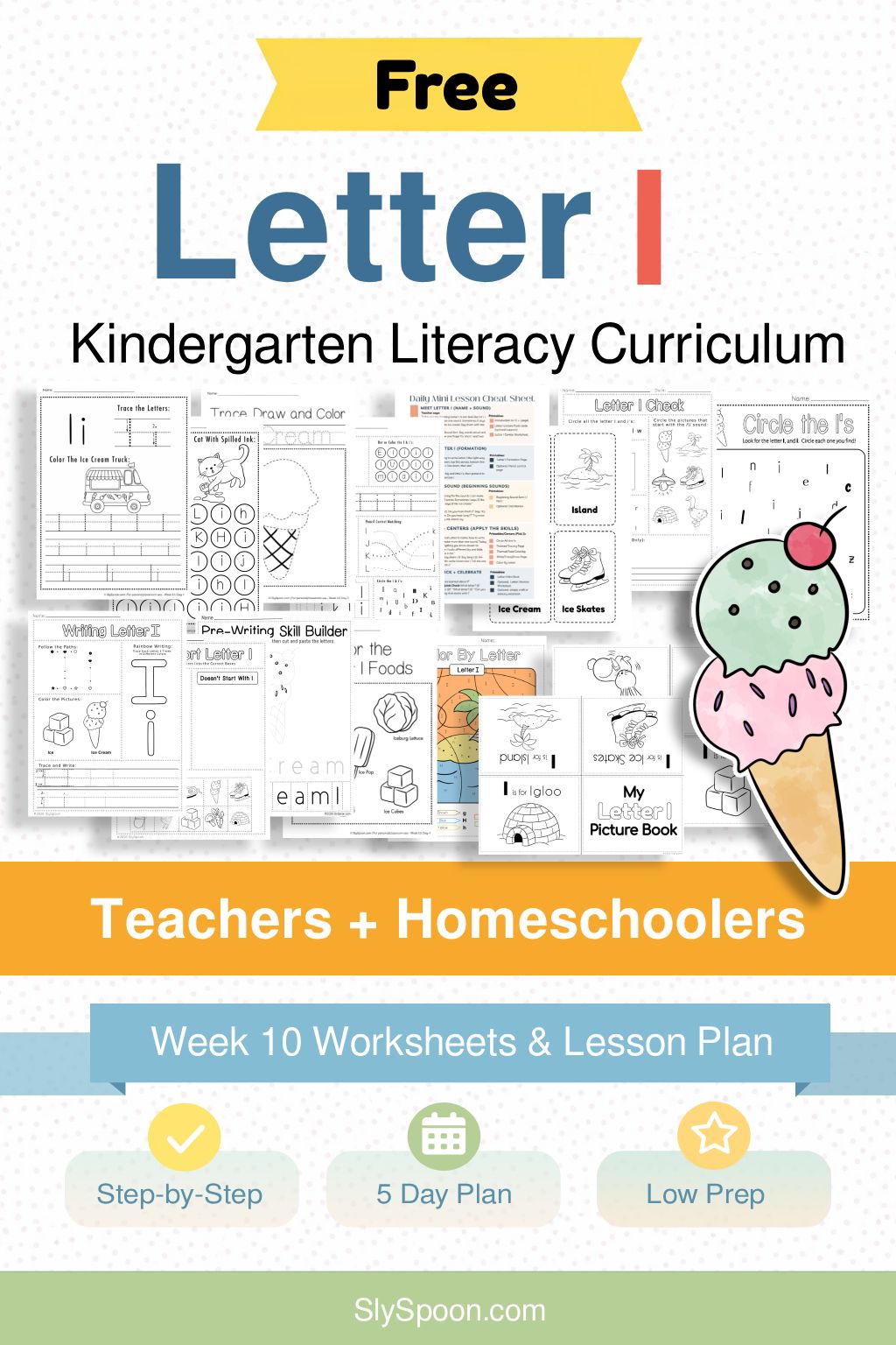 Free Kindergarten Literacy Curriculum Week 10 - All Things Letter I, including guided lessons, free printable worksheets, sensory bins, and craft and activity ideas