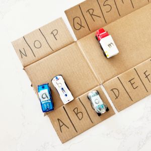 Car parking lot letter matching activity for preschool and kindergarten