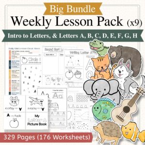Kindergarten Literacy Curriculum Bundle | Intro to Letters + Letters A–H (Full 9-Week Program, 32-Page Units + Worksheets)
