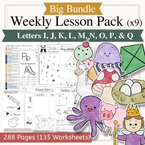 Kindergarten Literacy Curriculum Bundle | Letters I–Q (Full 9-Week Program, 32-Page Units + Worksheets)