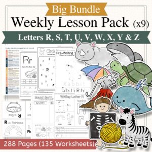 Kindergarten Literacy Curriculum Bundle | Letters R–Z (Full 9-Week Program, 32-Page Units + Worksheets)
