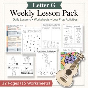 Letter G Curriculum Pack | PreK & Kindergarten Literacy Lessons, Activities & Worksheets (32-Page Unit + 15 Printables)