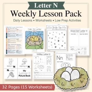 Letter N Curriculum Pack | PreK & Kindergarten Literacy Lessons, Activities & Worksheets (32-Page Unit + 15 Printables)