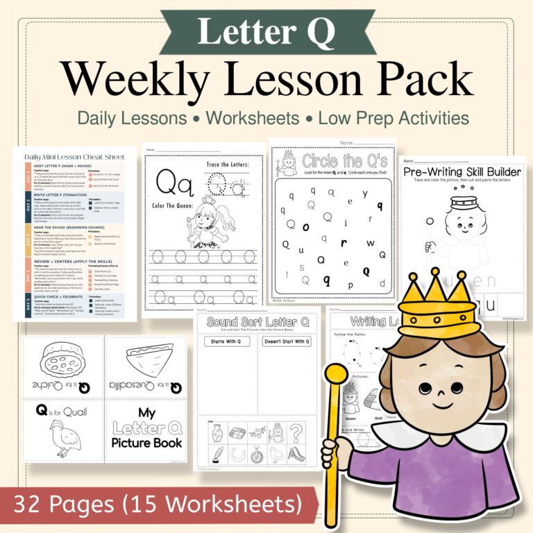 Week 18: Letter Q (Kindergarten Literacy Centers + Mini Lessons)