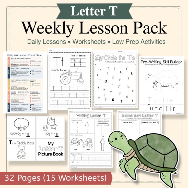 Week 21: Letter T (Kindergarten Literacy Centers + Mini Lessons)