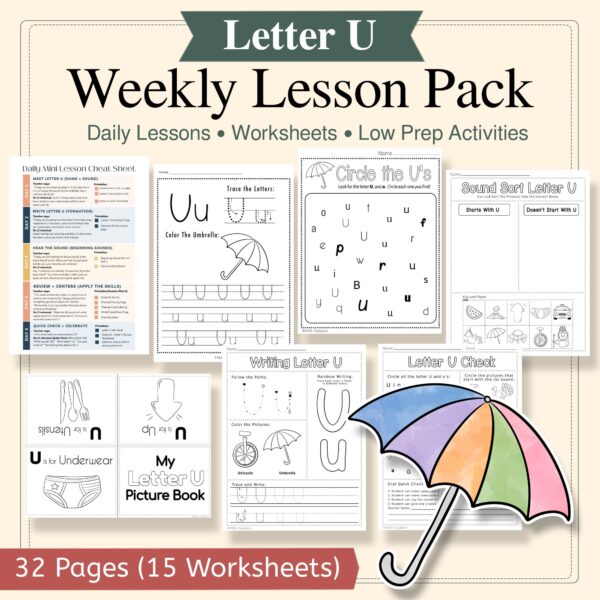 Letter U Activities and Worksheet Bundle