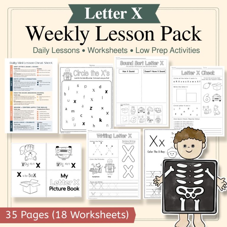Week 25: Letter X (Kindergarten Literacy Centers + Mini Lessons)