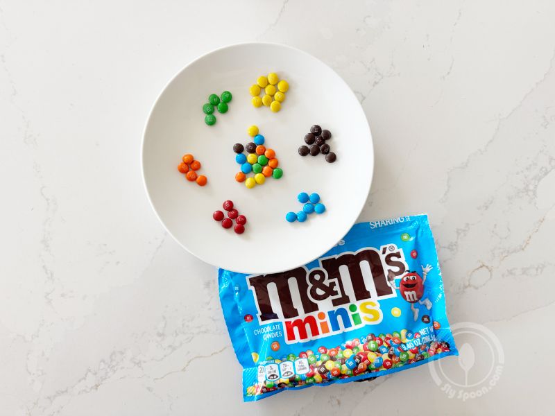 M&M color sorting activity for preschool math skills