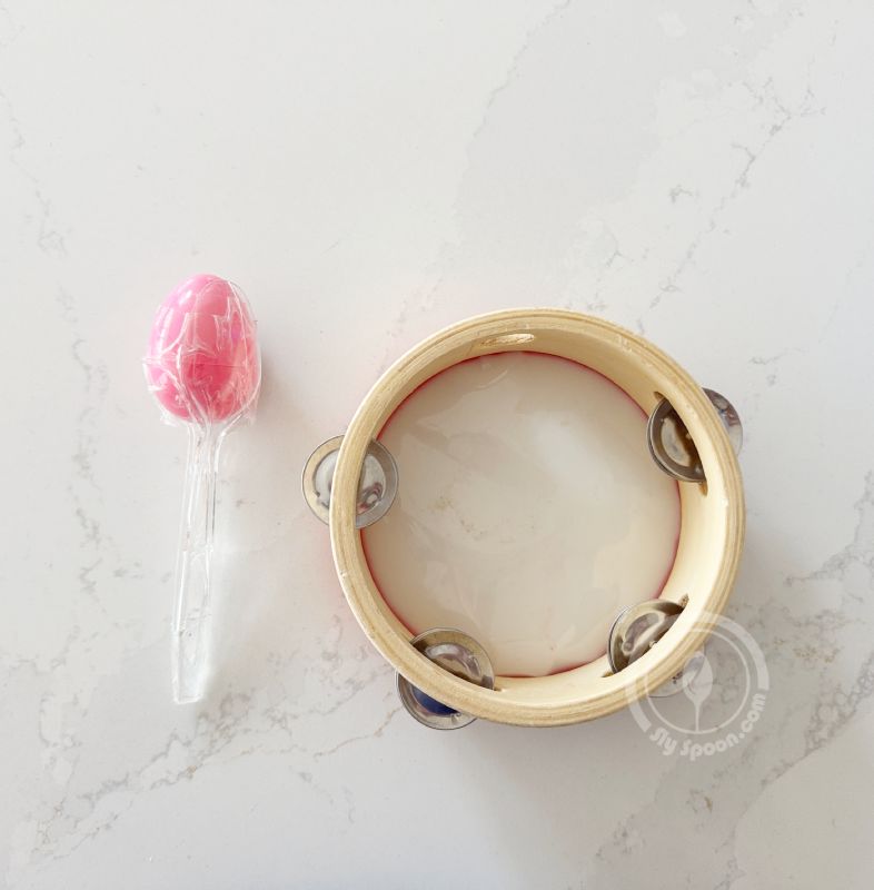 Homemade shaker instrument for kids using beans and plastic egg