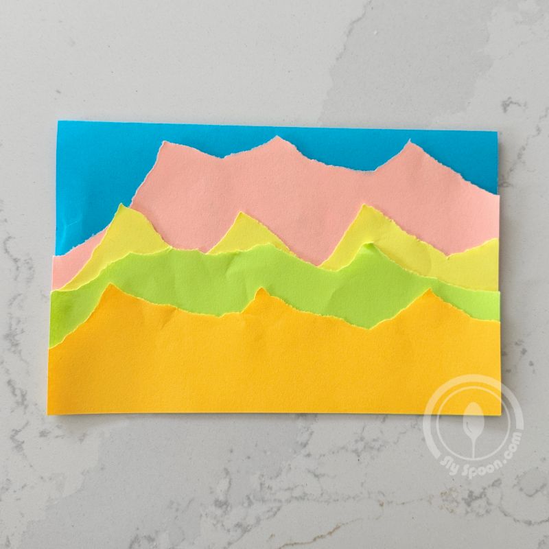 Letter M mountain craft with colorful paper layers