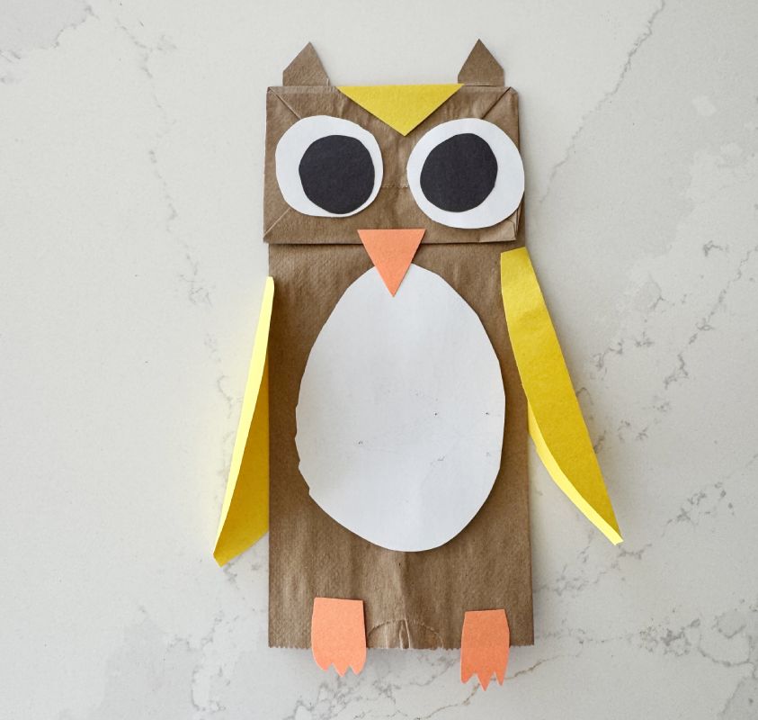 Letter O is for Owl paper bag craft idea