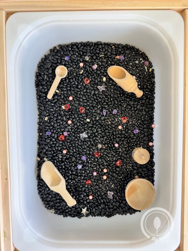 Letter P Sensory Bin Idea - Princess Prince Pirate Treasure Hunt Sensory Bin