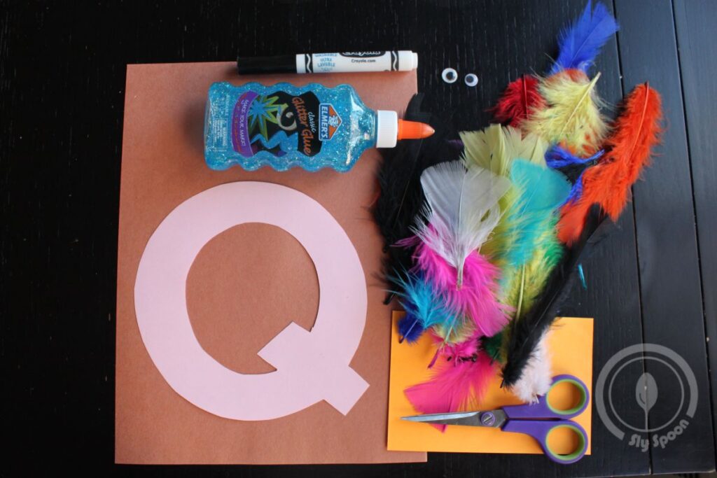 Q is for Quail cutout tactile letter craft activity idea, quick easy and fun. Suitable for preschool and kindergarten.