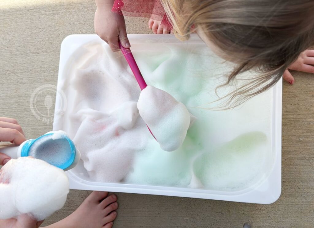 Letter S is for Soapy Sensory Bin Activity idea for preschoolers and kindergarteners learning Letter S