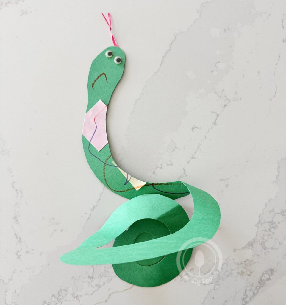 Letter S is for Spiral Snake Cutting Scissor Skills Activity idea for preschoolers and kindergarteners learning Letter S