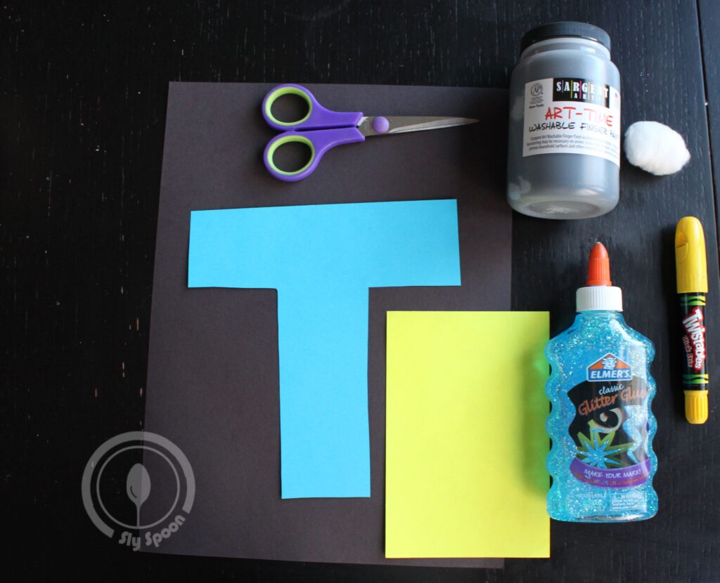 Letter T is for Thunder Storm Cotton Ball Painting and Gluing Activity idea for preschoolers and kindergarteners learning Letter T