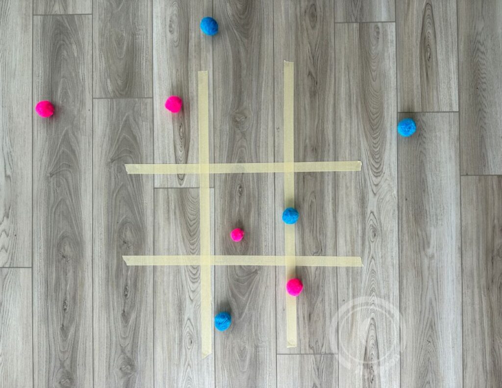 Letter T is for Toss Tic Tac Toe Activity idea for preschoolers and kindergarteners learning Letter T