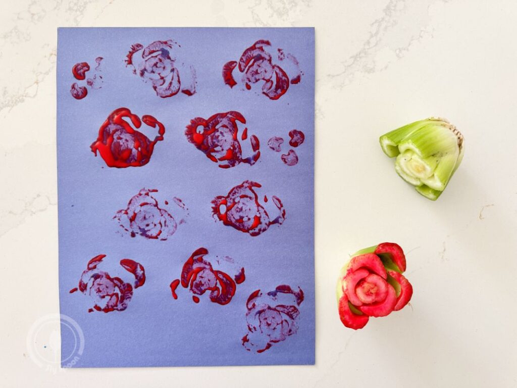 Letter V is for vegetable stamp craft idea for preschoolers and kindergarteners learning Letter V