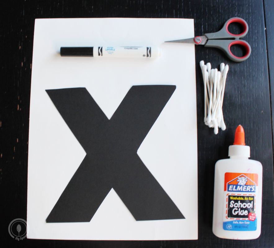 Letter X is for x-ray qtip craft idea for preschoolers and kindergarteners learning Letter X