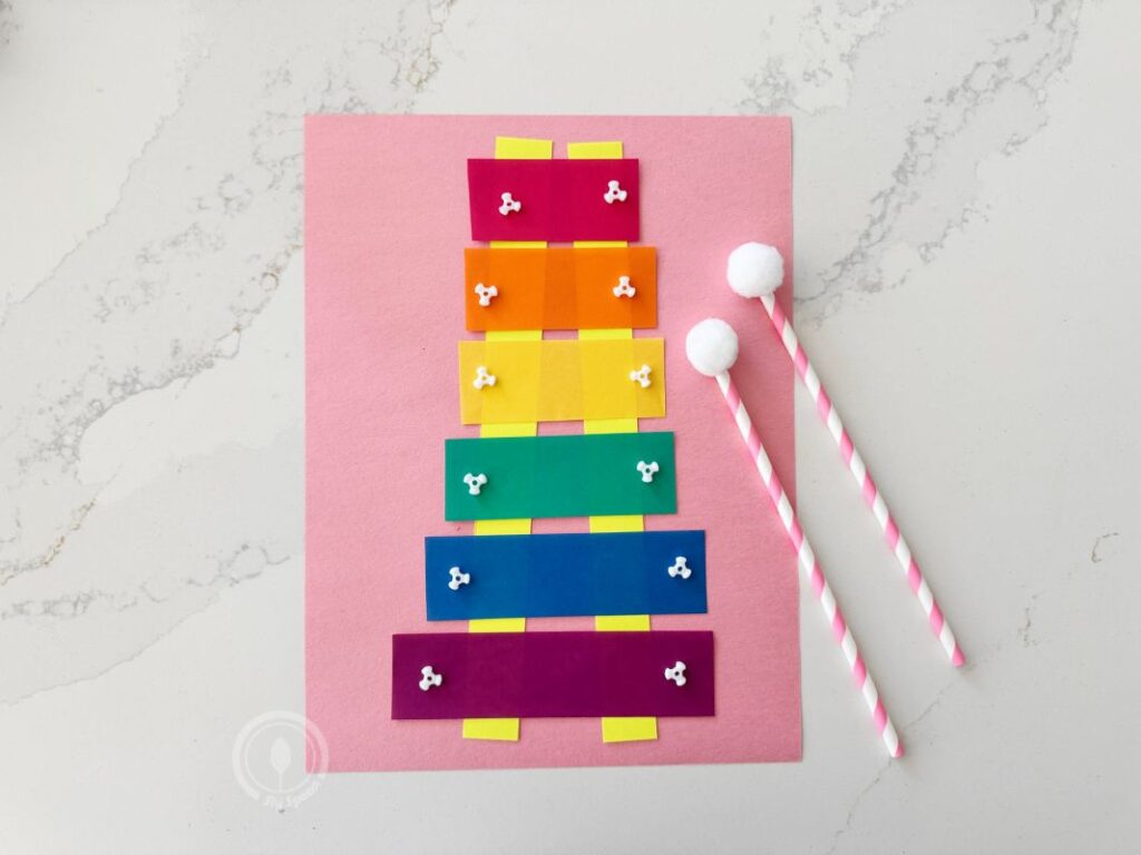 Letter X is for Xylophone paper craft idea for preschoolers and kindergarteners learning Letter X