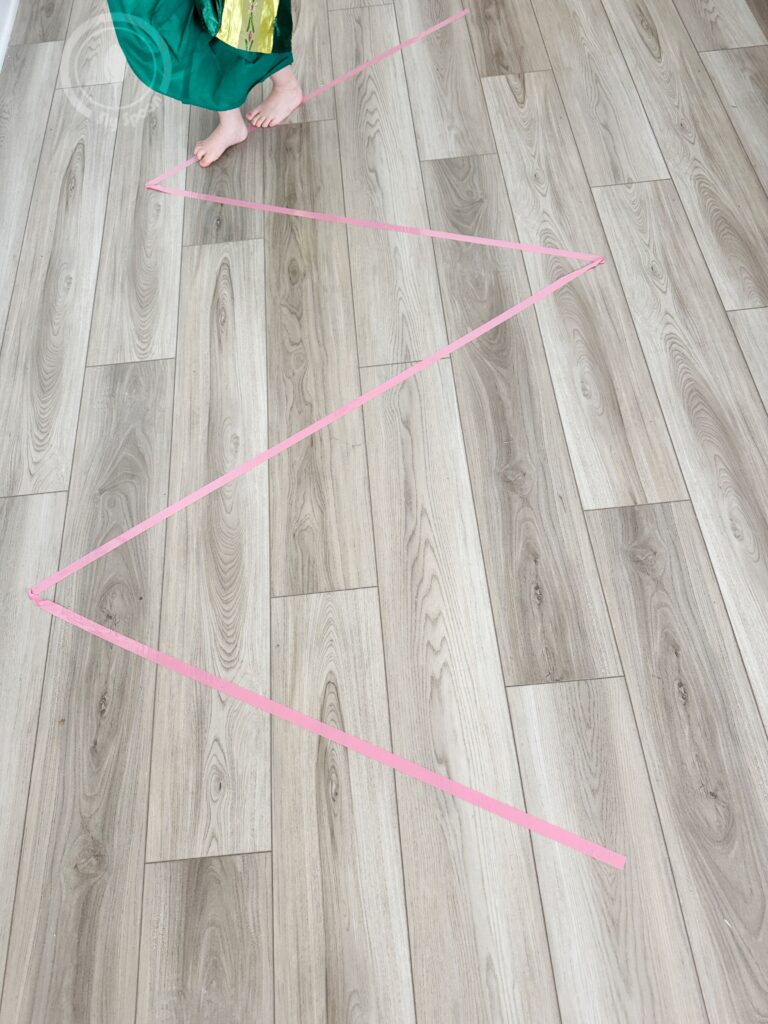 Letter Z is for Zig Zag Obstacle Course activity idea for preschoolers and kindergarteners learning Letter Z