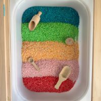 Rainbow Rice Sensory Bin
