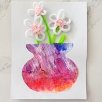 Letter V Vase Pipe Cleaner Flowers Craft