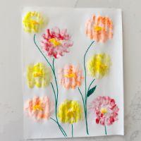 Zinnia Flower Finger Painting Craft
