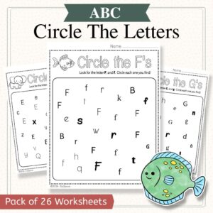 Circle the Letter Worksheets A–Z | Letter Recognition Practice with Mixed Fonts (26 Printable Pages)