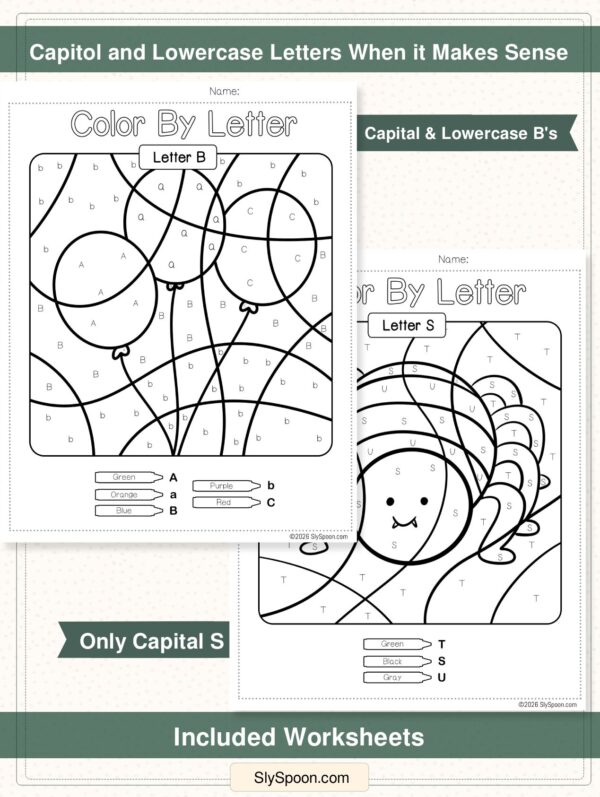 Color by Letter Worksheets A–Z | Alphabet Coloring Pages for Letter ...