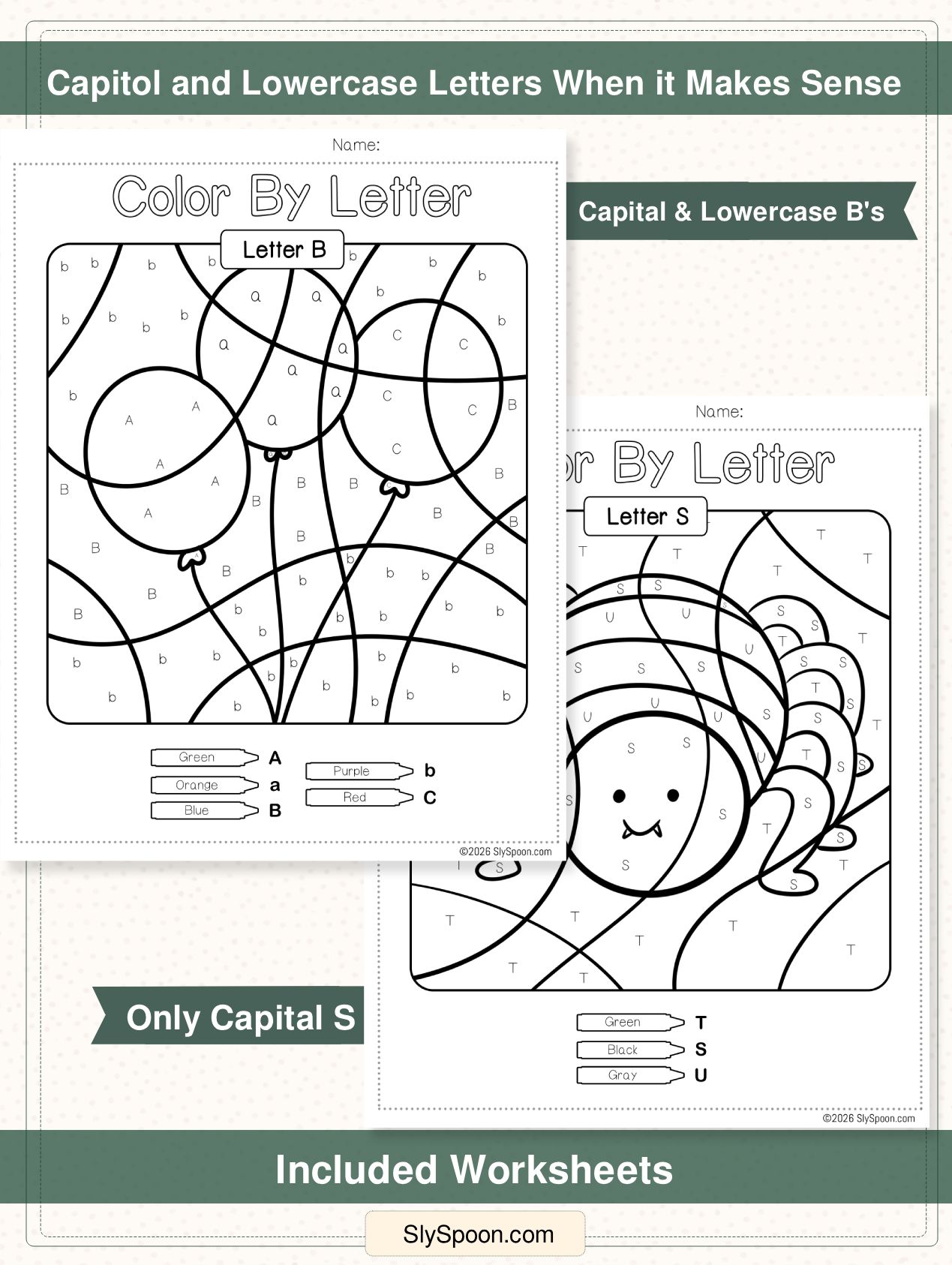 Color by Letter Worksheets A–Z | Alphabet Coloring Pages for Letter Recognition (52 Printable Pages) - Image 3