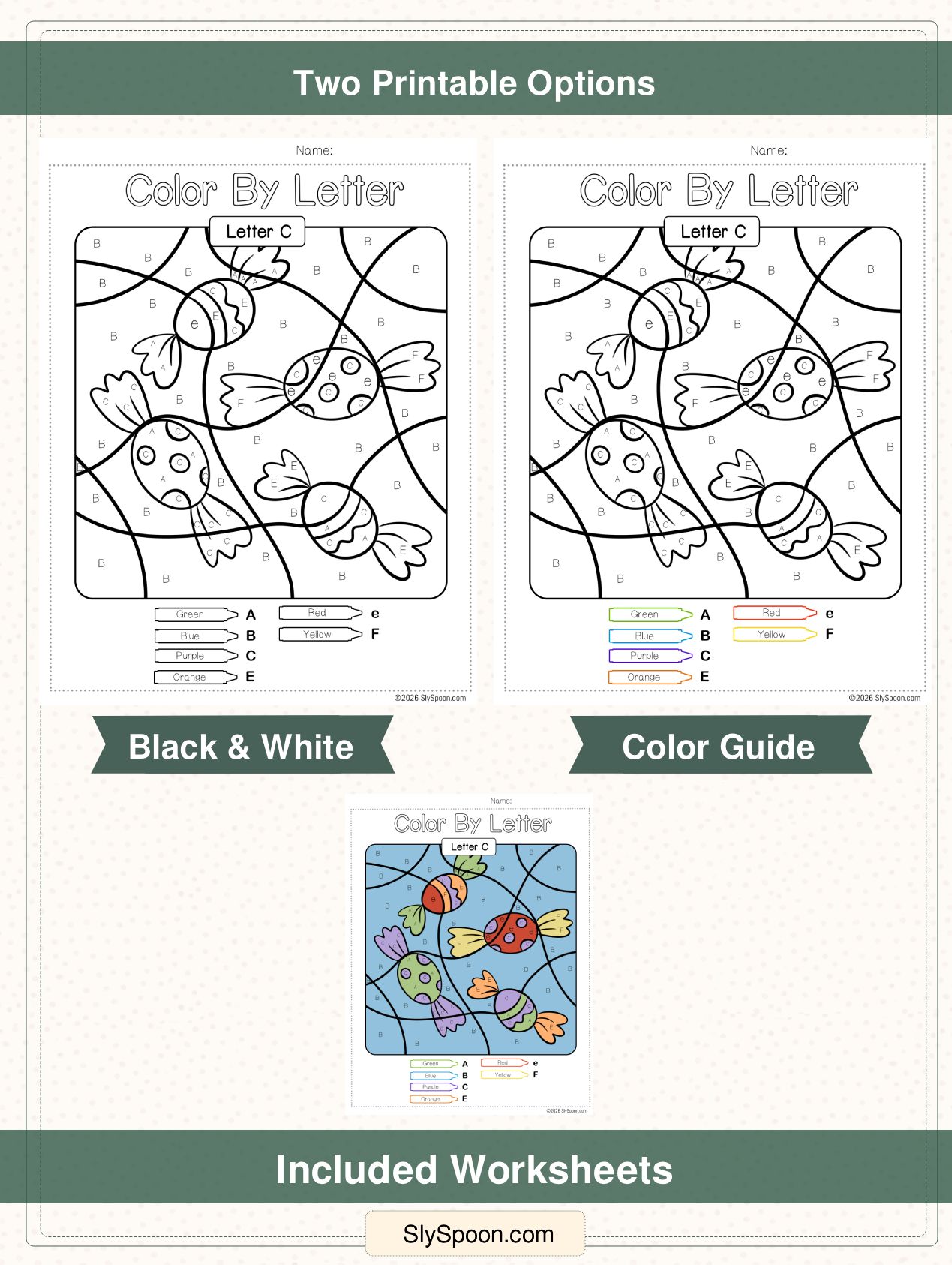 Color by Letter Worksheets A–Z | Alphabet Coloring Pages for Letter Recognition (52 Printable Pages) - Image 2