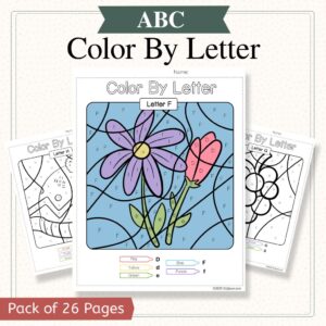 Color by Letter Worksheets A–Z | Alphabet Coloring Pages for Letter Recognition (52 Printable Pages)