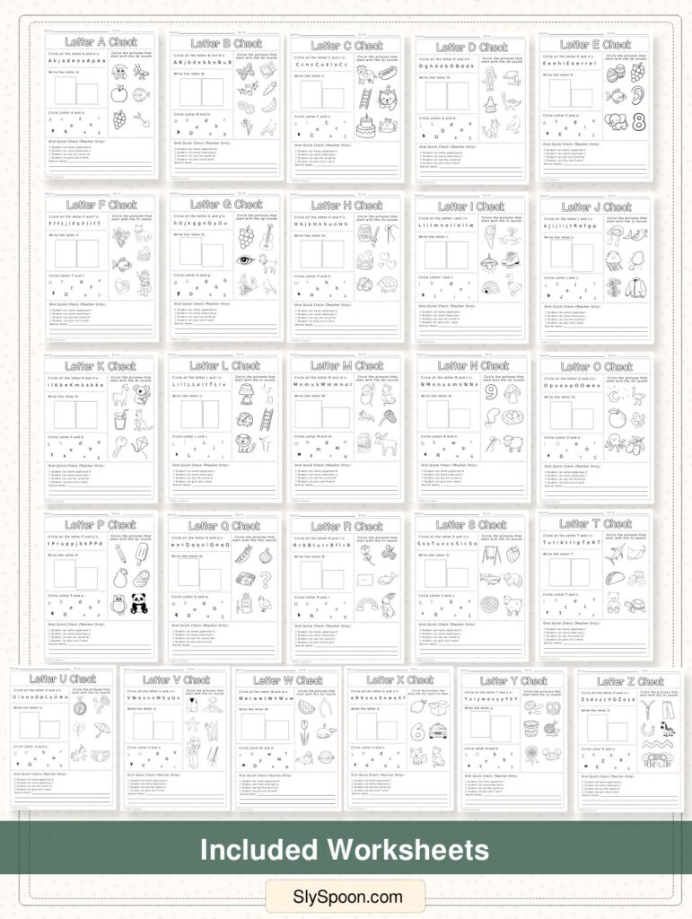 Alphabet Letter Check Worksheets A–Z | Letter Recognition & Beginning ...