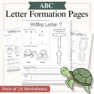 Letter Formation Worksheets A–Z | Handwriting Practice with Tracing, Rainbow Writing & Guided Paths (26 Printable Pages)