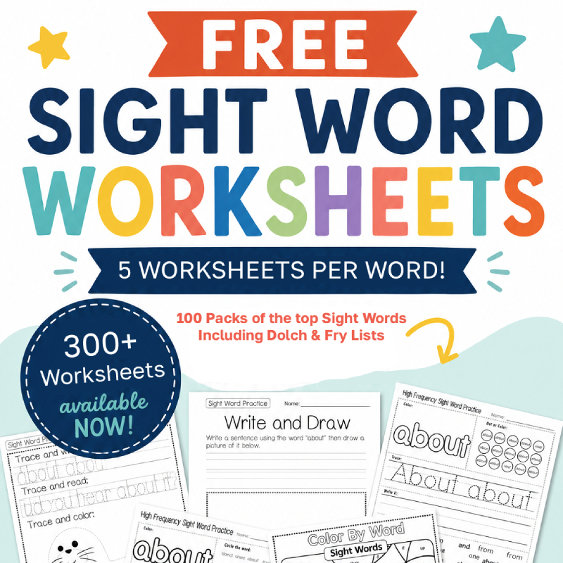 Free sight word worksheets