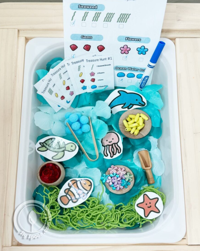 Preview of a colorful sensory bin activity