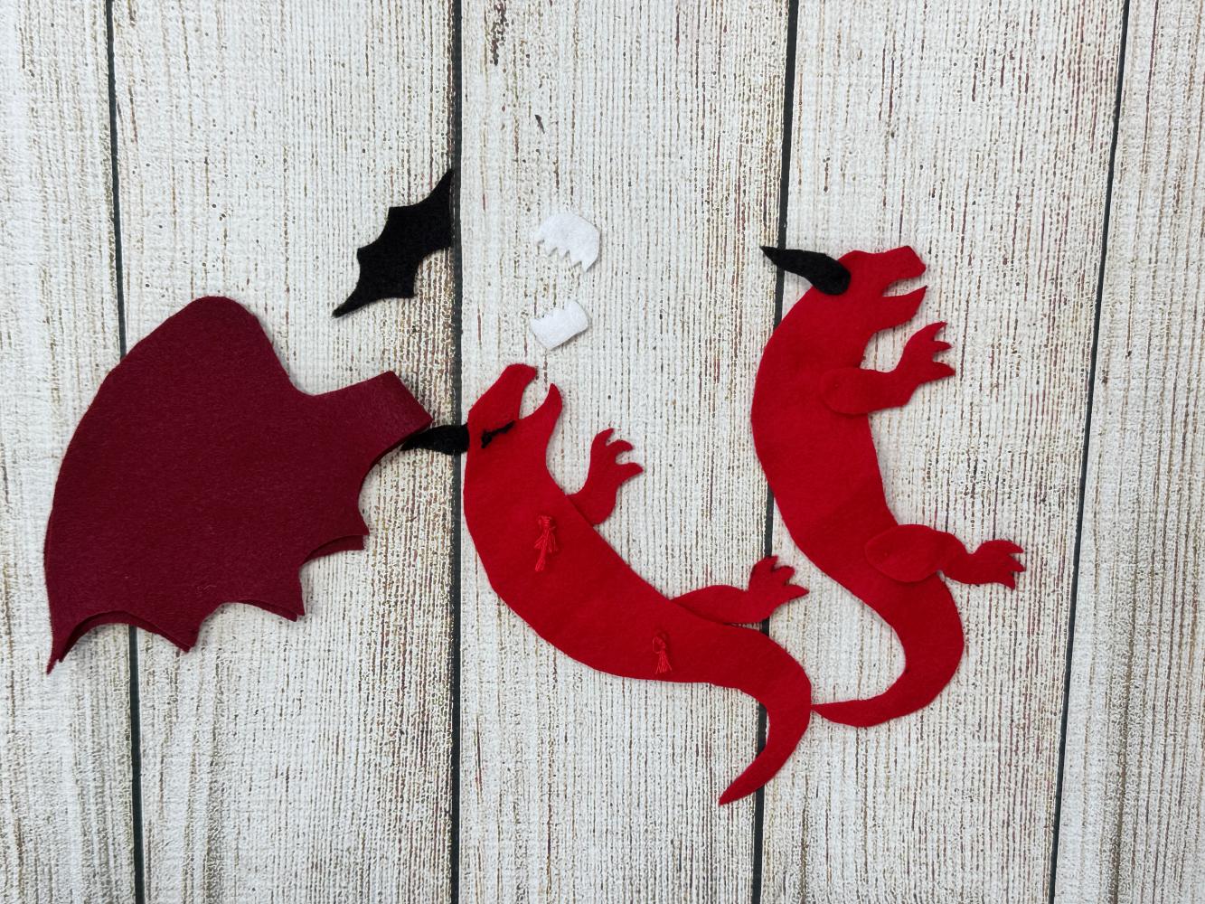 Red Felt Dragon Pattern