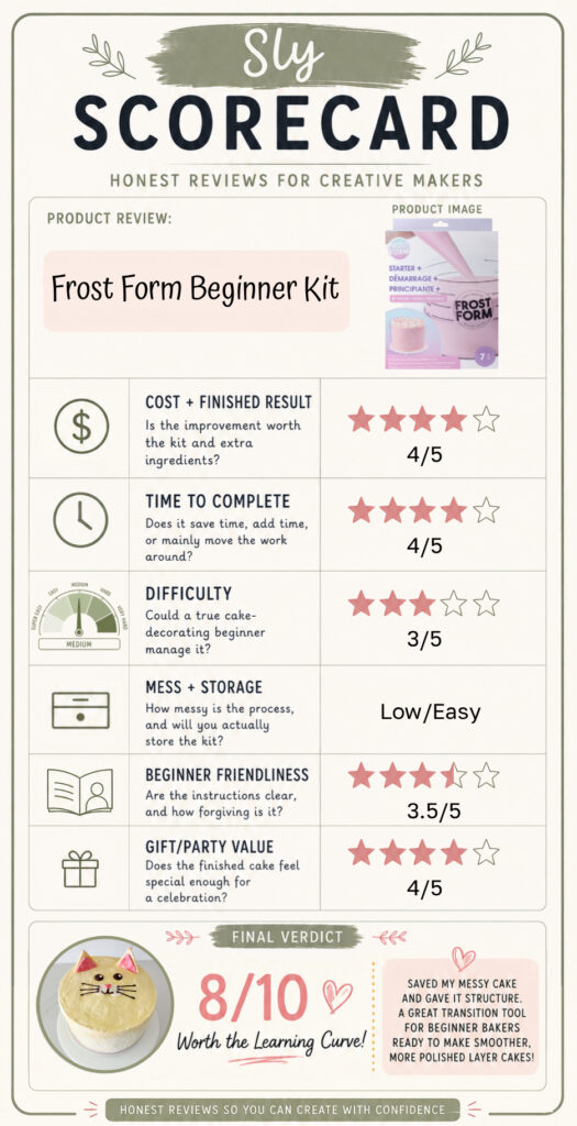 Review card of the Frost Form Beginner Cake Decorating Kit